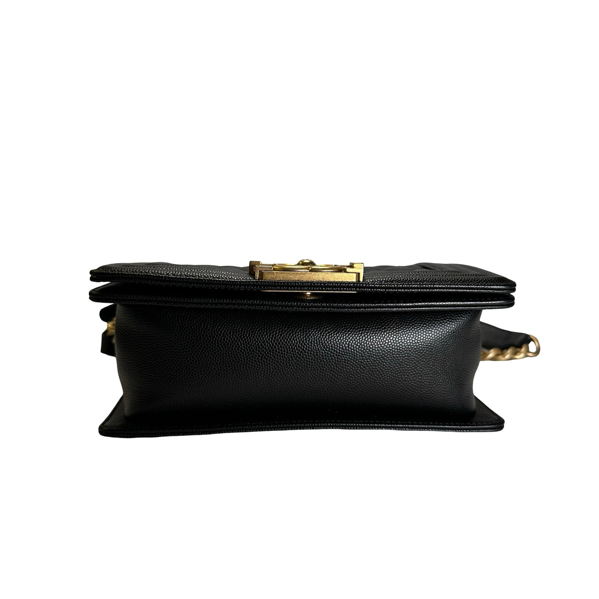 Used CHANEL Quilted Caviar Boy 20 Shoulder Bag Black Gold