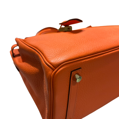 Used HERMES Togo Birkin Handbag Orange
