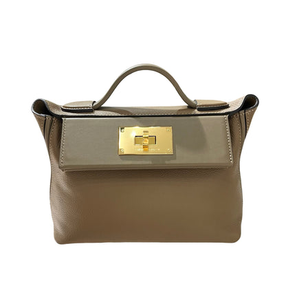 Used HERMÈS Mini 24/24 Two Way Shoulder Bag Brown GHW