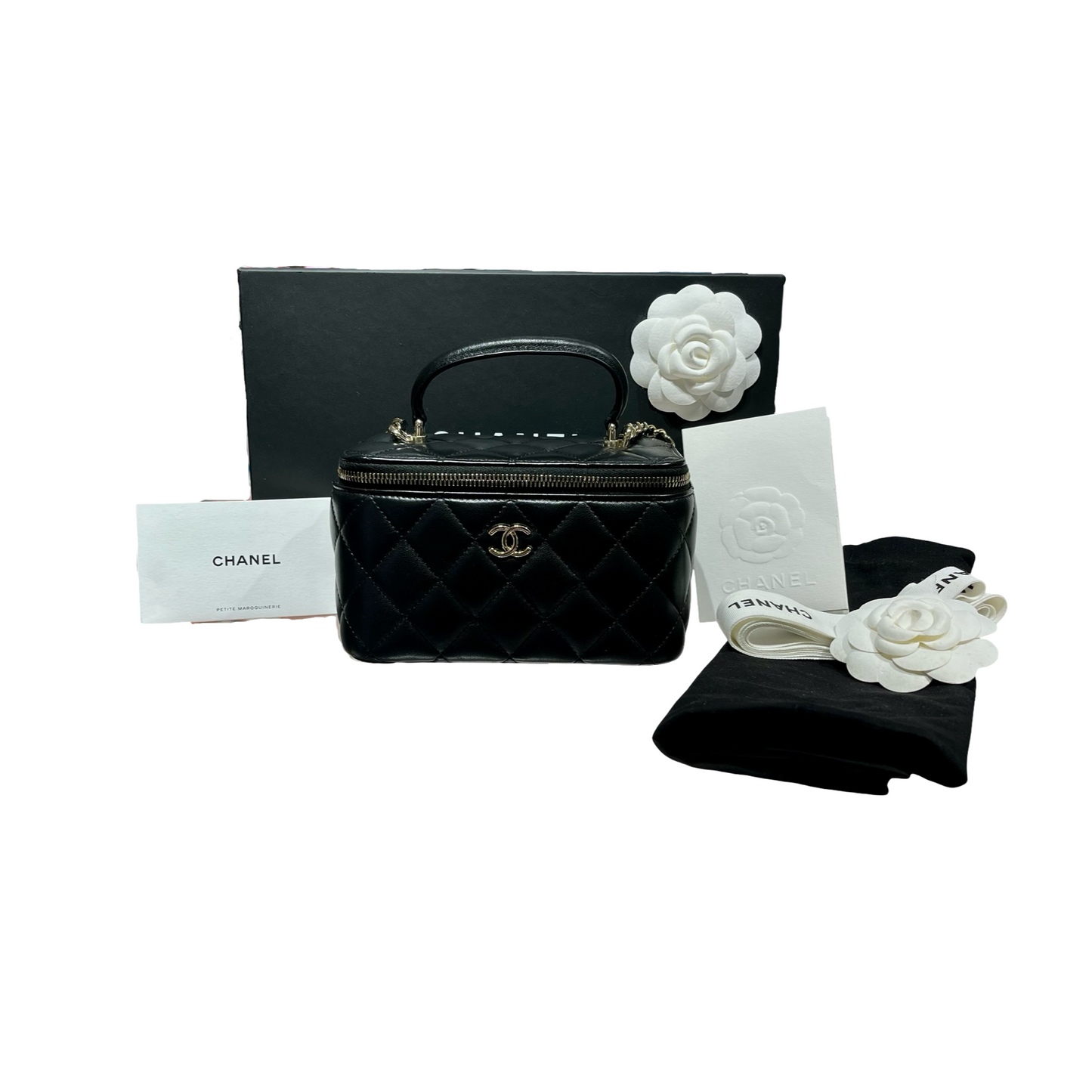 CHANEL VANITY CASE BLACK LAMBSKIN GHW [3000610]