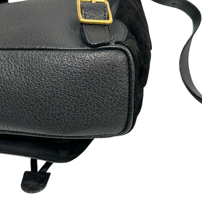 Used GUCCI Suede Leather Bamboo Bamboo Suede Backpack Backpack Black