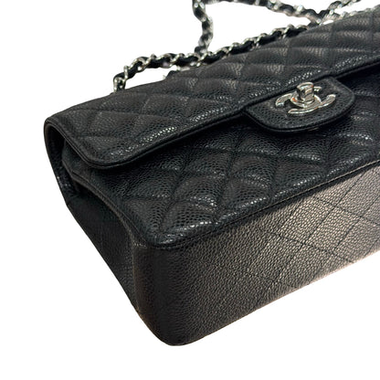 Used CHANEL Calfskin Leather CF 23 Shoulder Bag Black PHW