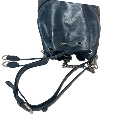 Calfskin LUX BUCKET PETROL Two Way Shoulder Bag [101339]