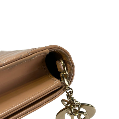 Used DIOR Cannage Patent Leather Cannage Long wallet Beige