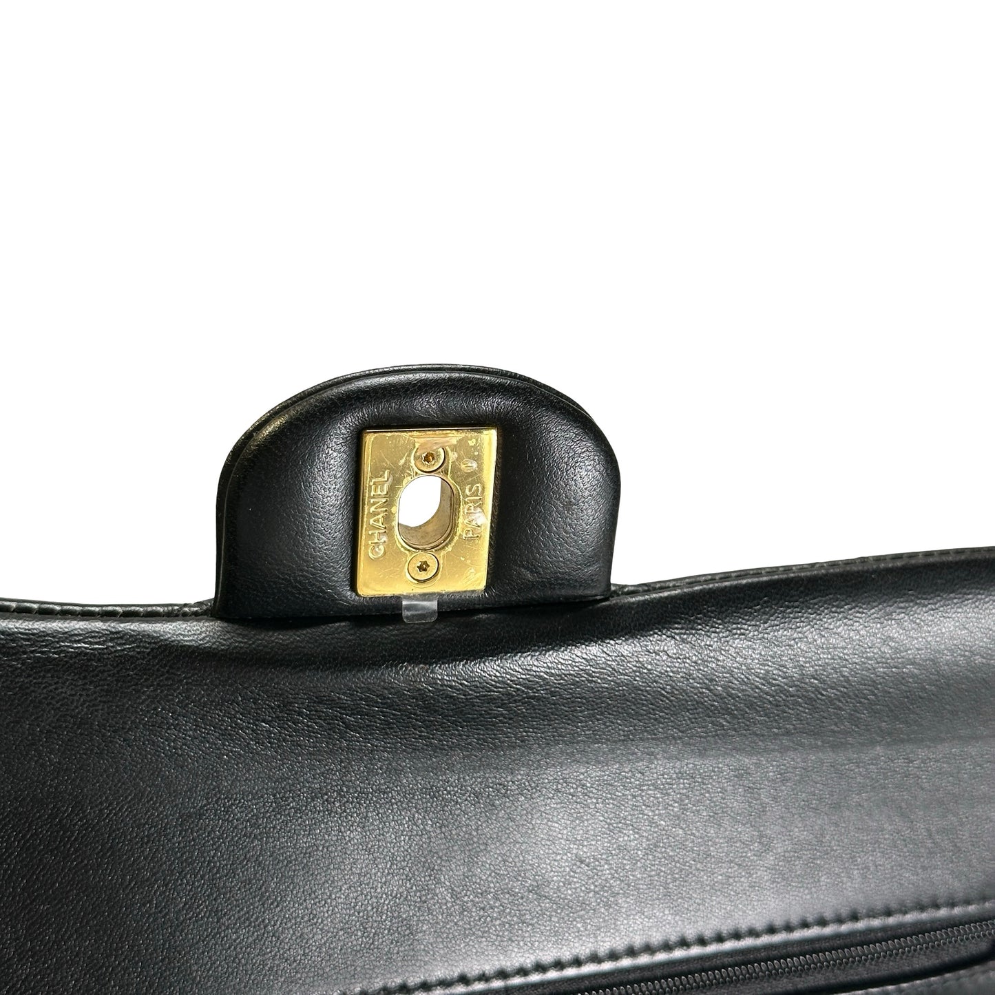 Used CHANEL Quilted Lambskin CF25 Shoulder Bag Black Gold