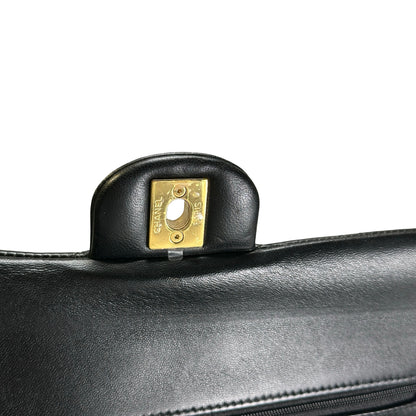 Used CHANEL Quilted Lambskin CF25 Shoulder Bag Black Gold