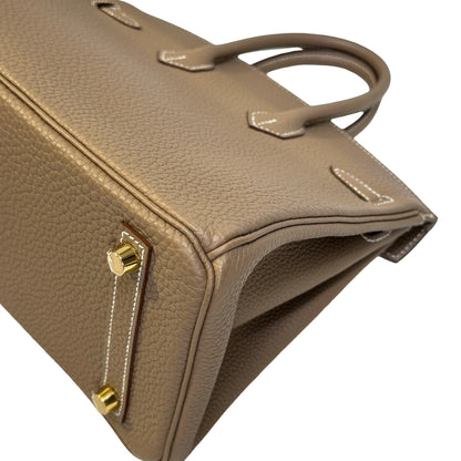 Used HERMES Togo Birkin 25 Handbag Etoupe Gold
