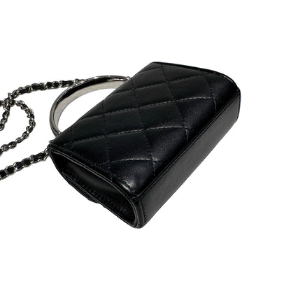 Used Chanel Mini with handle Chain Shoulder Bag Black PHW