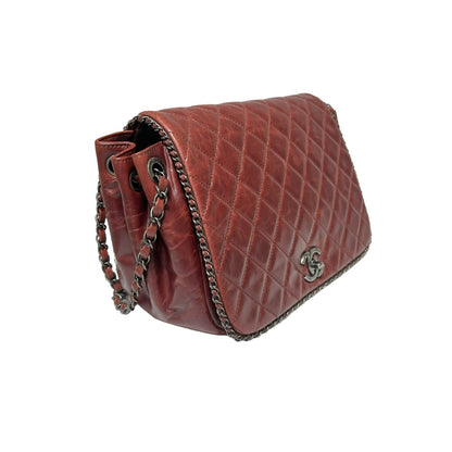 Matelasse Quilted Crumpled Calfskin  Chain Shoulder Bag [101220]