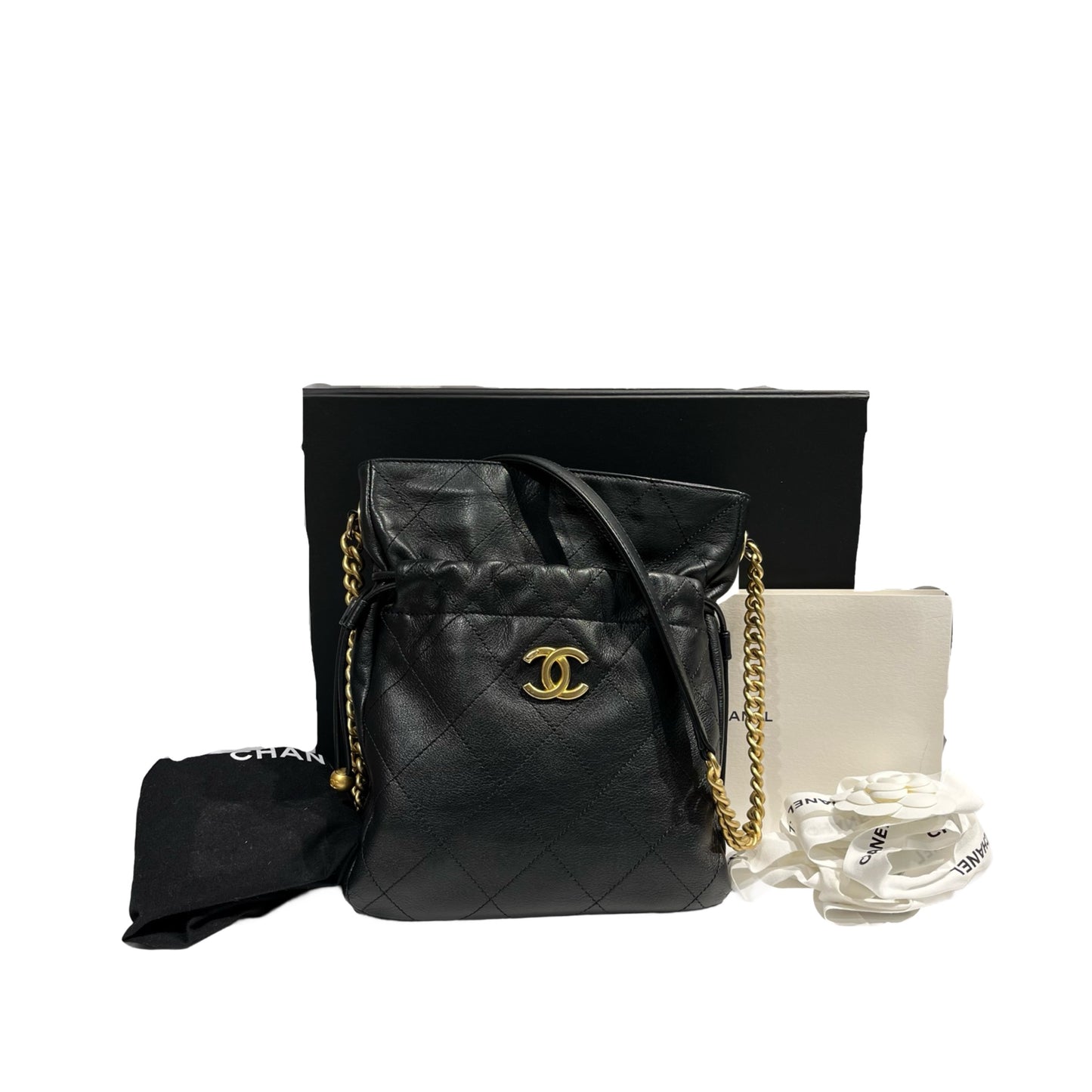 CHANEL BUCKET BAG BLACK GHW [3001201]