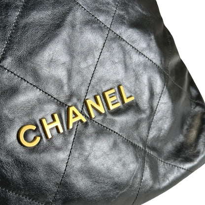 Used CHANEL Quilted Leather Chanel 22 Backpack Backpack Black