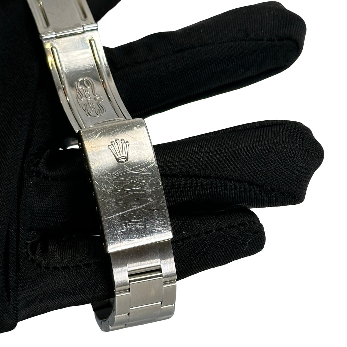 Used ROLEX Stainless Steel Diamond Bezel Oyster Perpetual Date Watch Silver Black