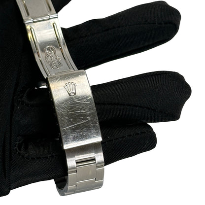 Used ROLEX Stainless Steel Diamond Bezel Oyster Perpetual Date Watch Silver Black