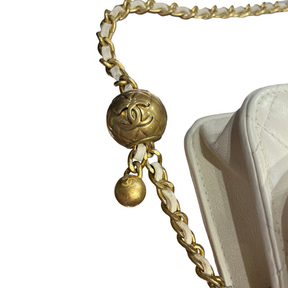 Chanel Mini WOC With Gold Ball White GHW