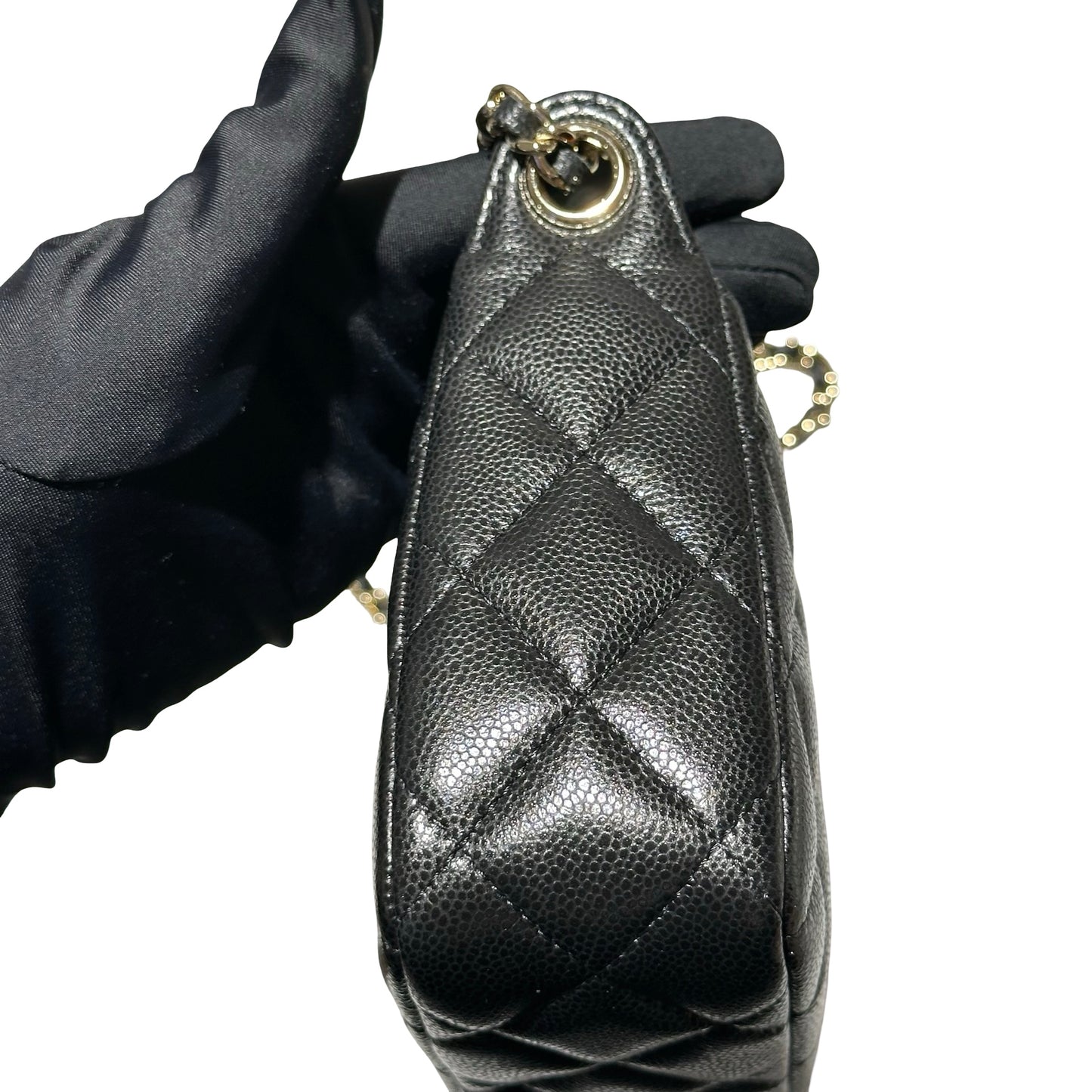 New CHANEL Calfskin Leather Cross Body Bag Black GHW