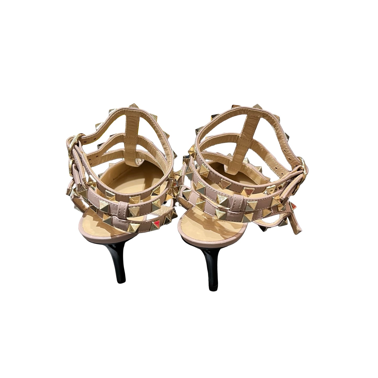 Used VALENTINO Patent Leather Used VALENTINO Patent Leather Rockstud Heels Shoes Black Beige GHW Shoes Black Rose Gold
