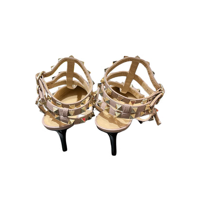 Used VALENTINO Patent Leather Used VALENTINO Patent Leather Rockstud Heels Shoes Black Beige GHW Shoes Black Rose Gold
