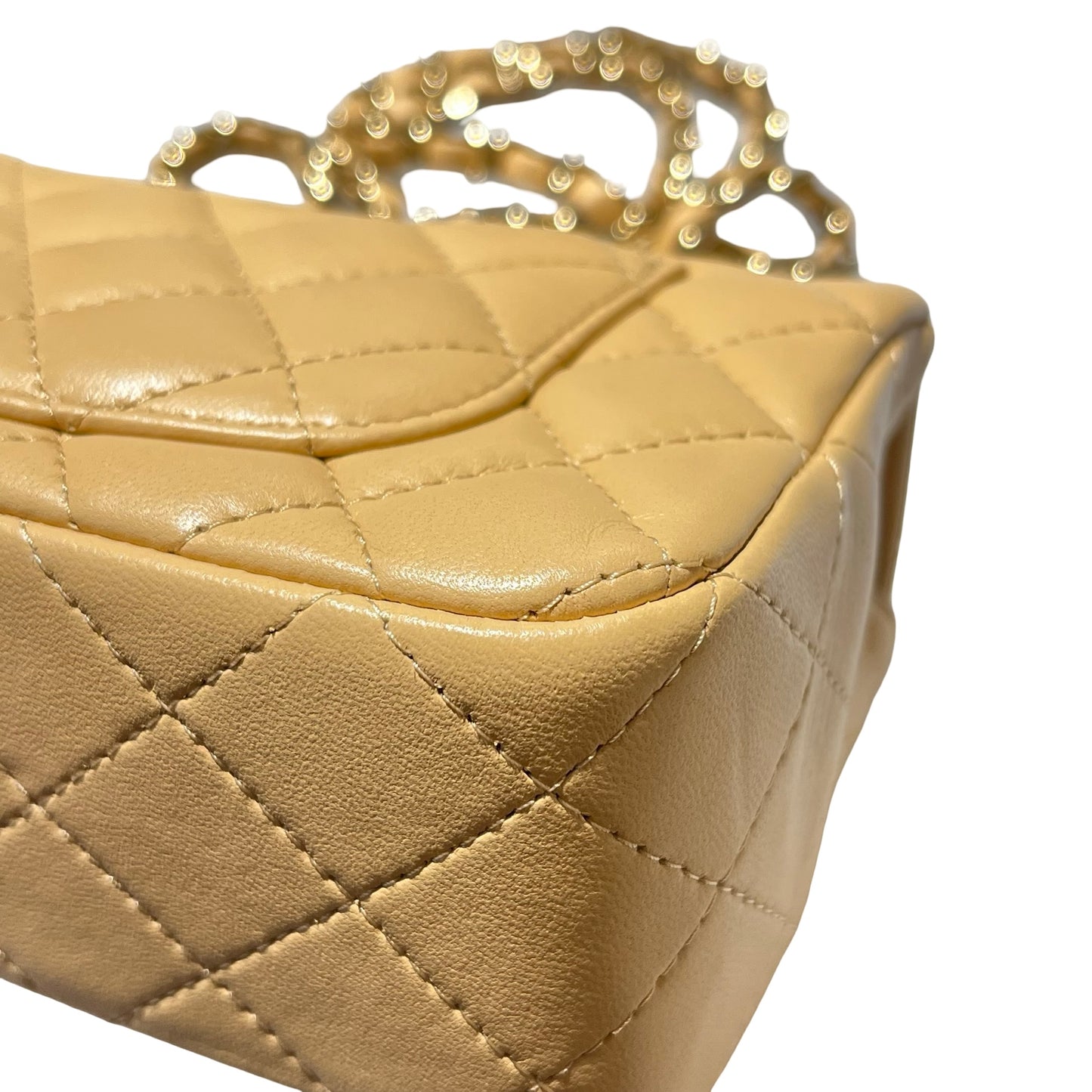 Used CHANEL MINI FLAP 20 CM Mini Bag Beige PHW
