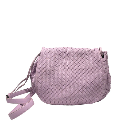Used Bottega Veneta Lambskin Leather Cross Body Bag Light Purple