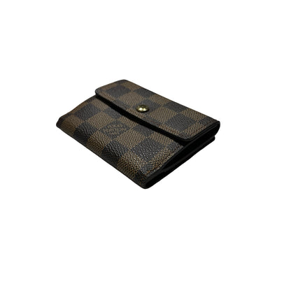 Used LOUIS VUITTON Damier Ebene Victorine Wallet Card holder Brown