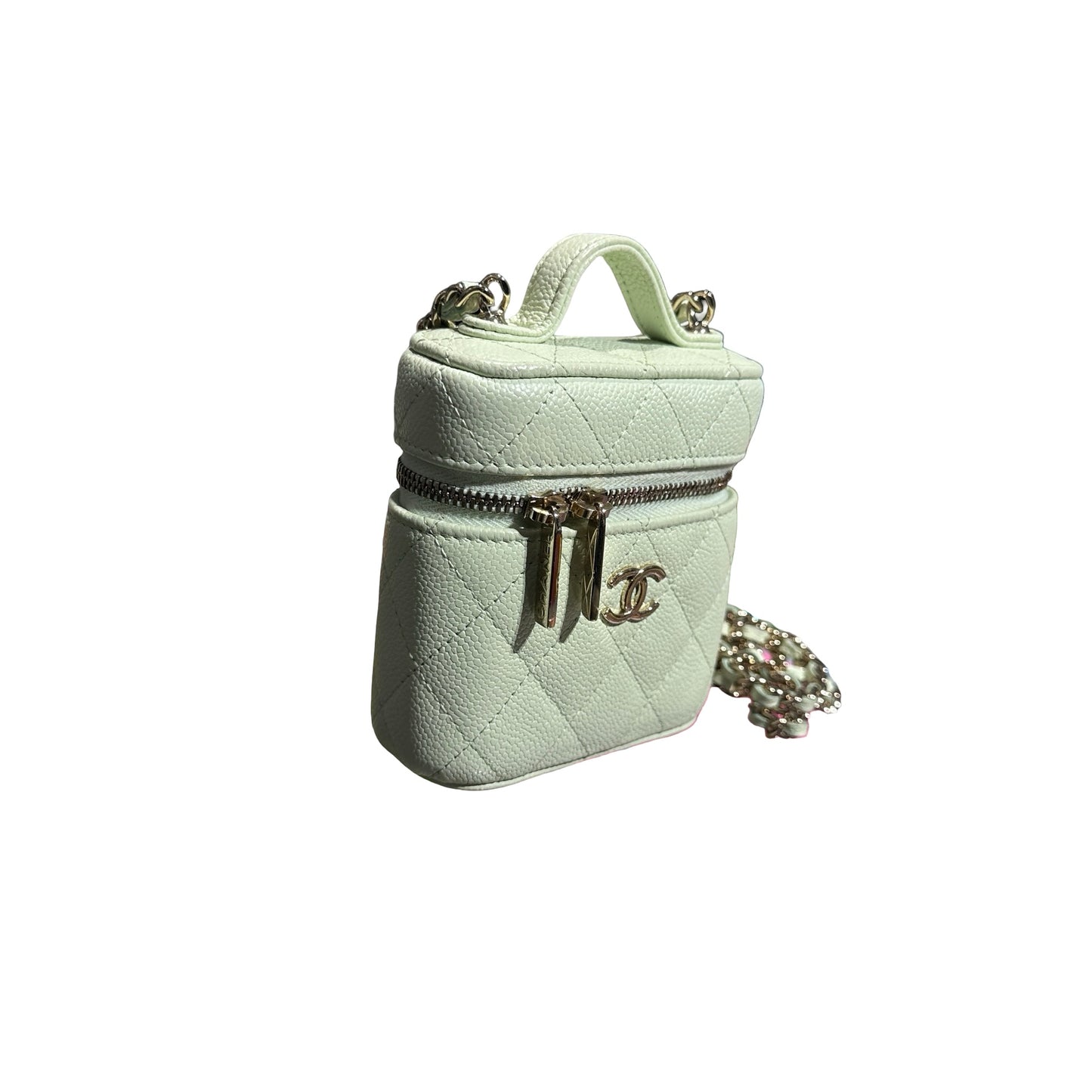 Used Chanel Mini Vanity Mini Bag Mint Green GHW