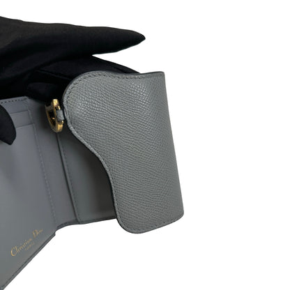 Used DIOR Grained Calfskin Saddle Lotus Wallet Wallet Grey