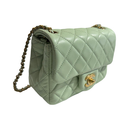 Brand New CHANEL Matelasse Quilted Mini Matelasse Mini Bag Light Green GHW