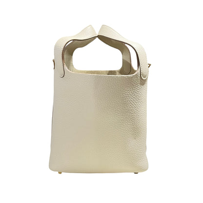 Used Hermès Picotin 18 Bucket Bag 8L WHITE GHW