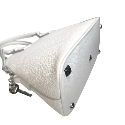 Used MAISON MARGIELA Textured Leather 5AC Classique Mini Bag Handbag White PHW