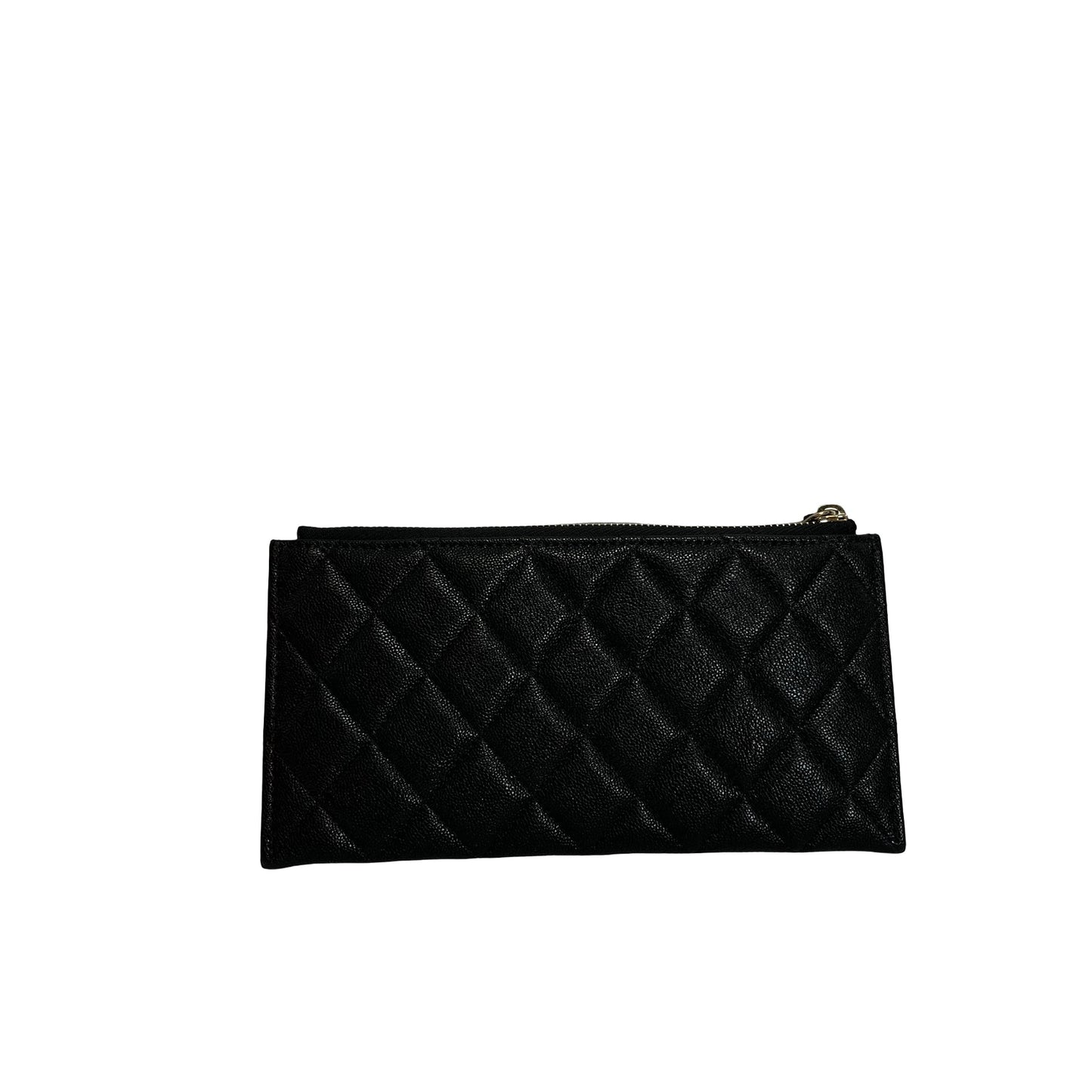 Used CHANEL Caviar Quilted Boy Pouch Black Gold