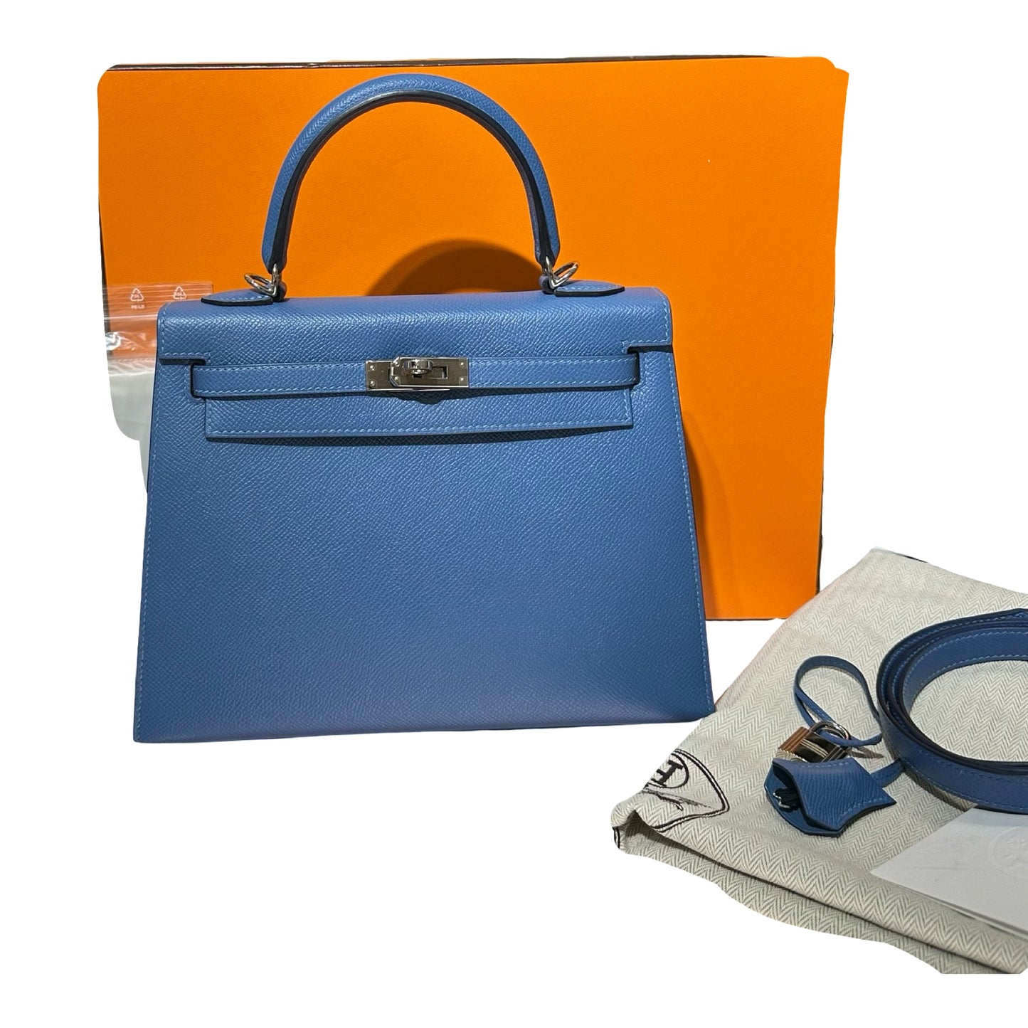 Used HERMÈS Kelly 25 Handbag Blue PHW
