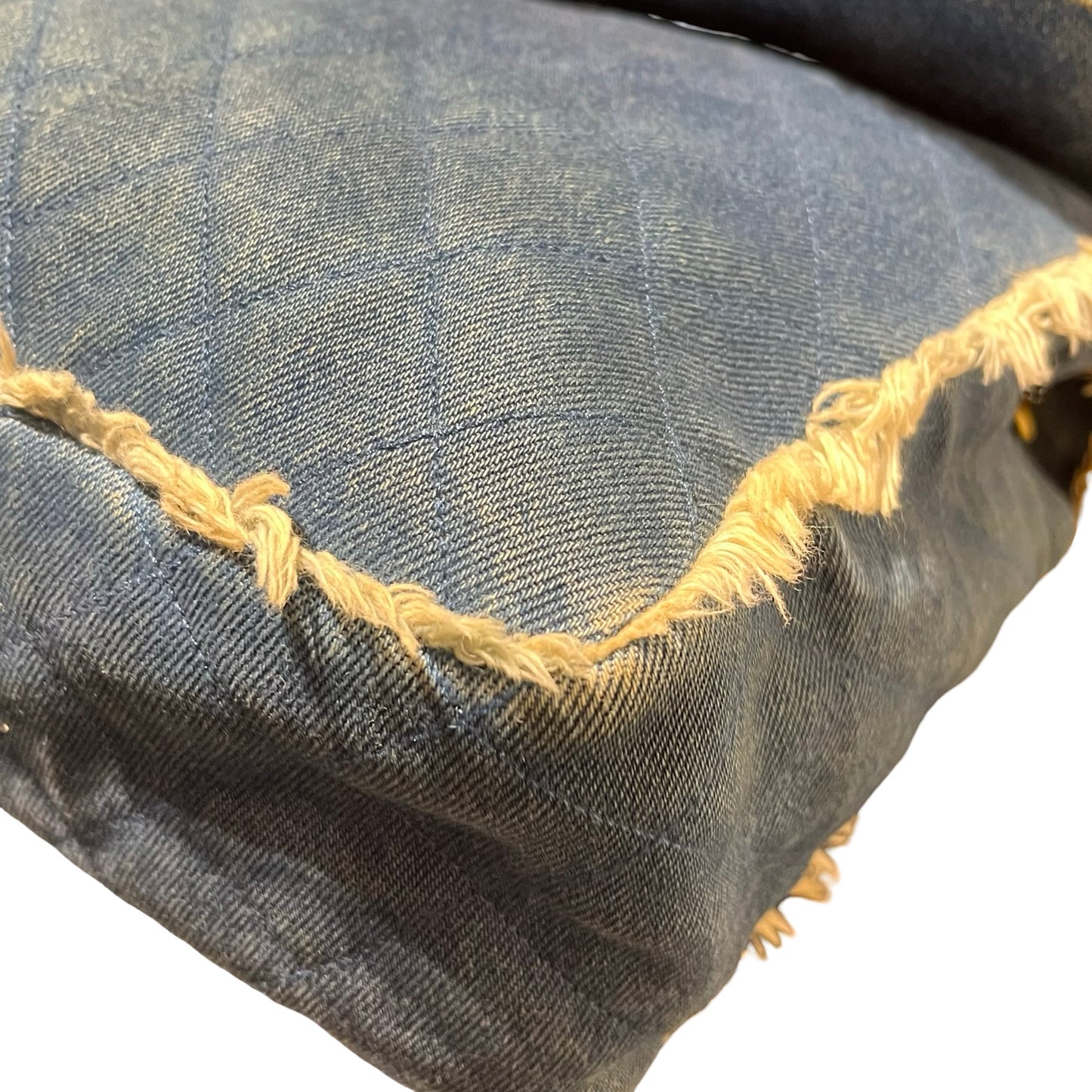 Used CHANEL Denim Matelasse Single Flap Chain Shoulder Bag Light Blue GHW