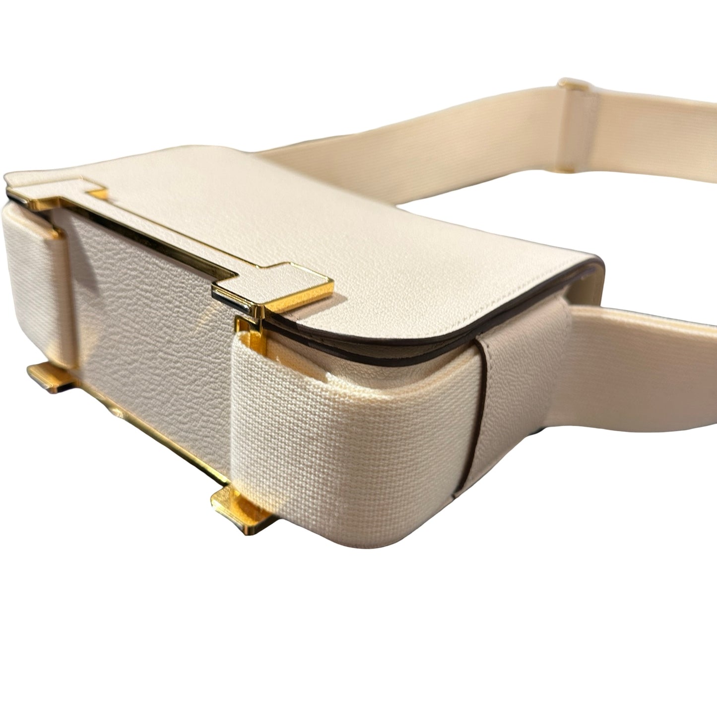 Used HERMÈS Chèvre Mysore Geta Shoulder Bag GHW White