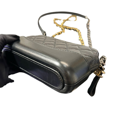Used CHANEL Calfskin Leather Gabrielle WOC Cross Body Bag GHW Black