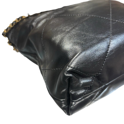 New CHANEL Lambskin Leather Mini 22 Chain Shoulder Bag Black GHW