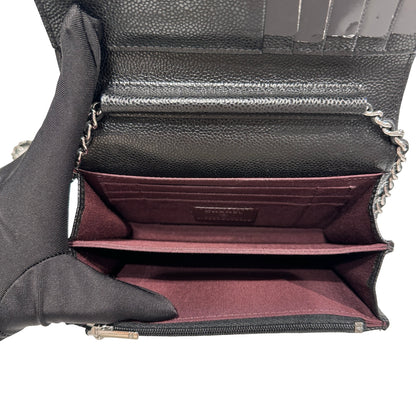 Used CHANEL Calfskin Leather MINI WOC Cross Body Bag Black PHW