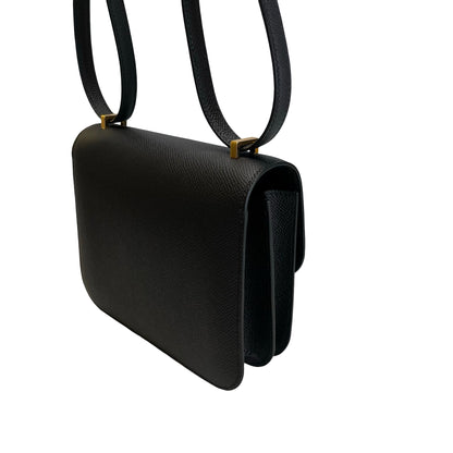Brand New HERMES Epsom Mini Constance Cross body bag Black Gold