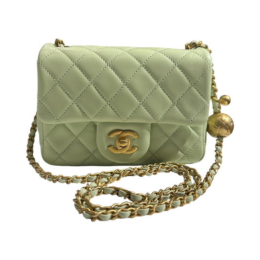 Brand New CHANEL Matelasse Quilted Mini Matelasse Mini Bag Light Green GHW