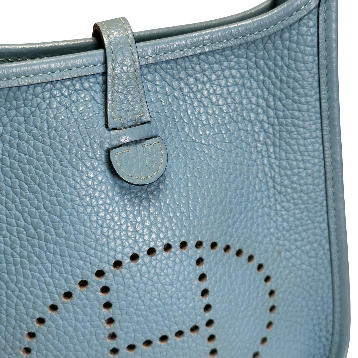 Used HERMES Clemence Mini Evelyne Cross body bag Blue，PHW