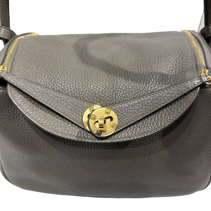 Used Hermès Clemence leather Lindy 26 Shoulder Bag GHW Etain