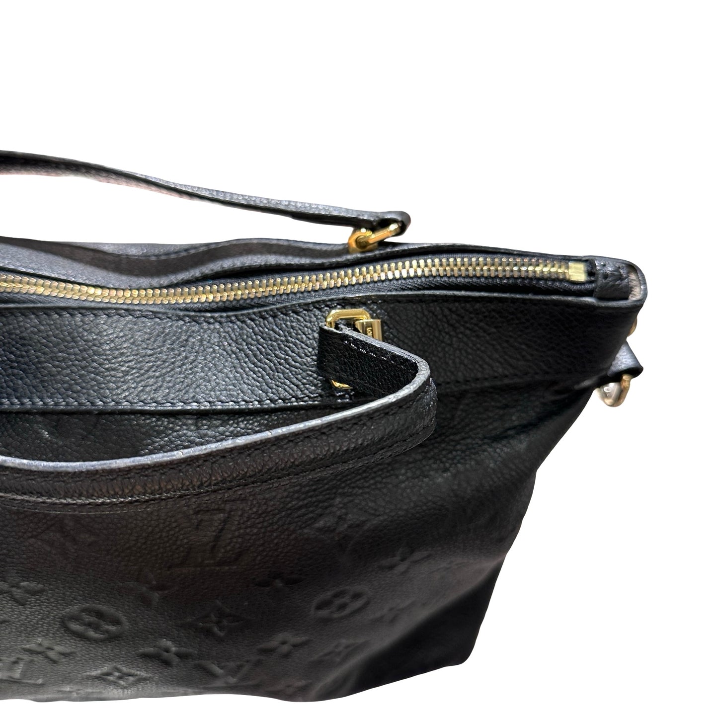 Used Louis Vuitton Calfskin Leather Tote Bag Black GHW