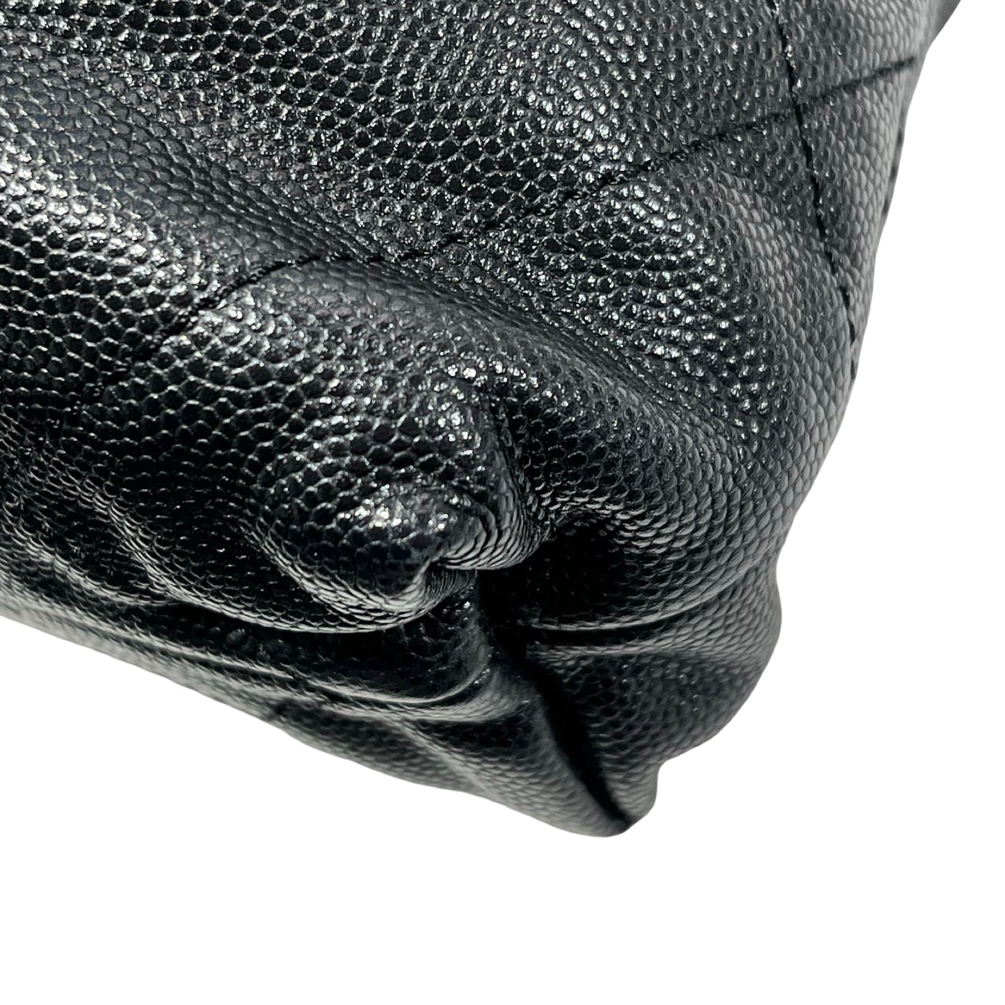 Used CHANEL Calfskin Leather Mini 22 Bucket Bag Black GHW