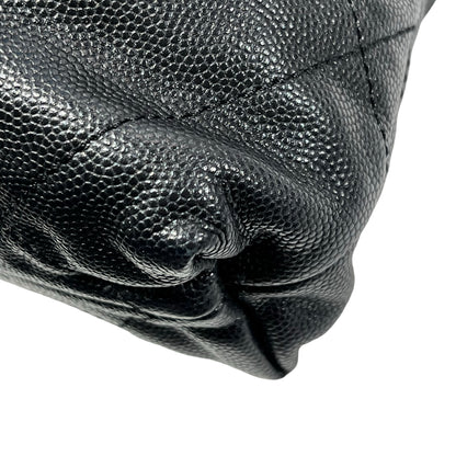 Used CHANEL Calfskin Leather Mini 22 Bucket Bag Black GHW