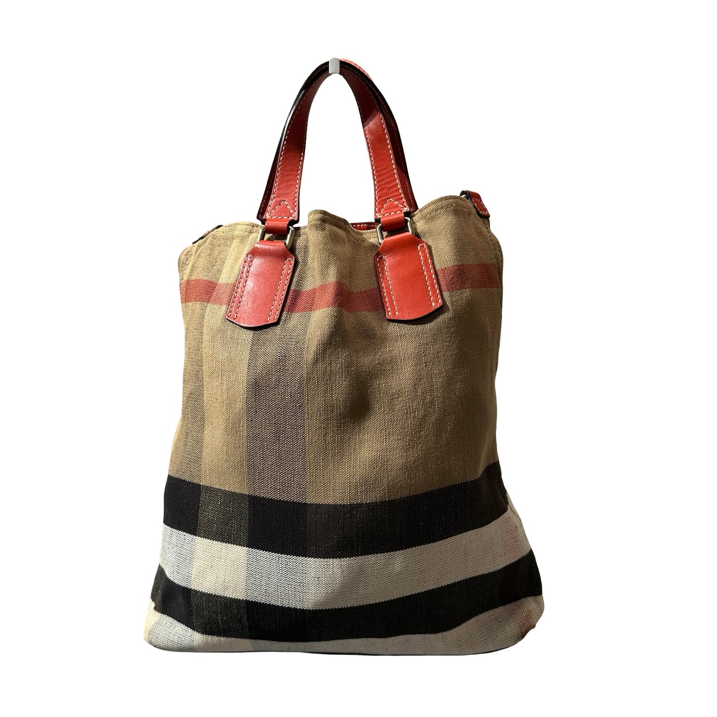Used BURBERRY Tote Bag Beige Red