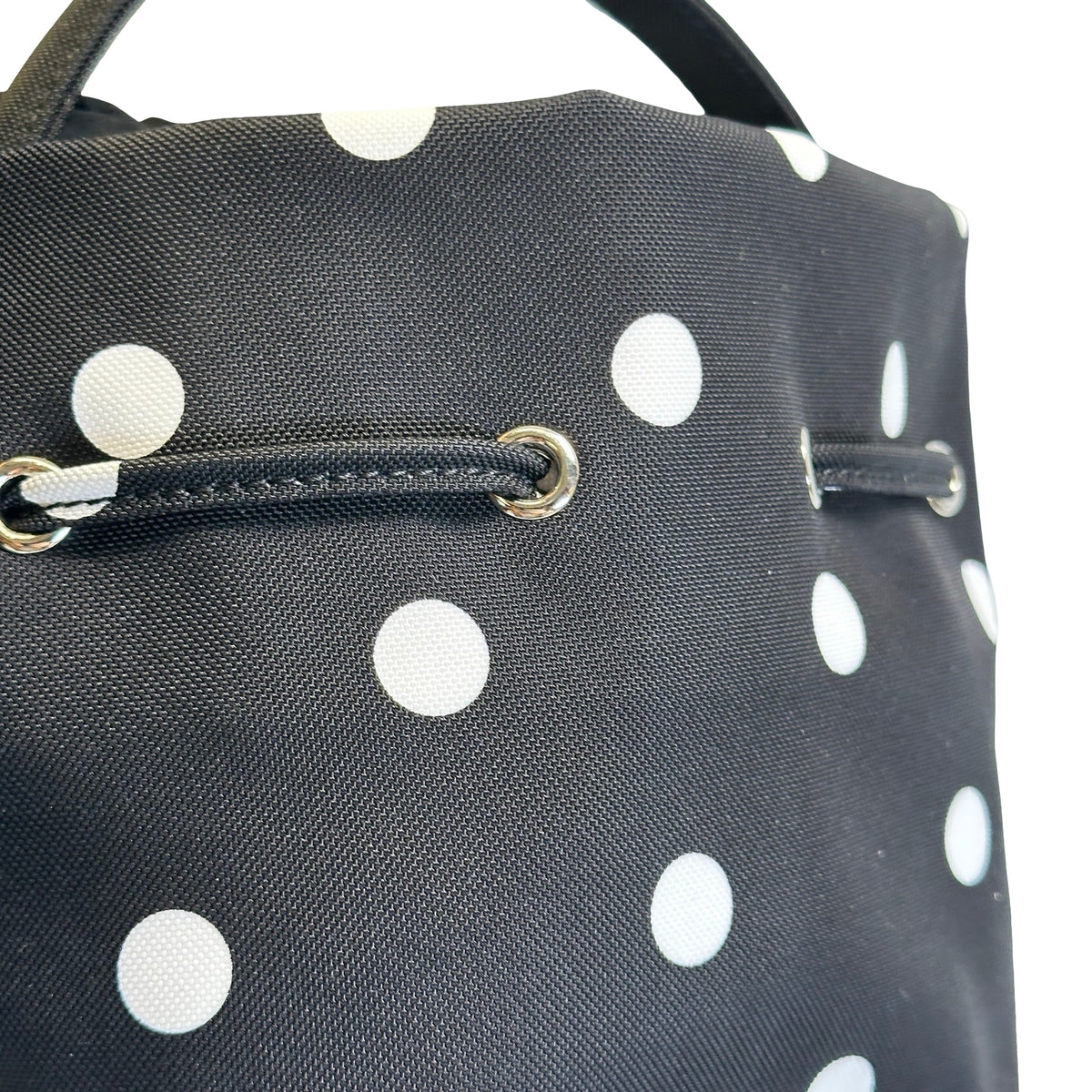 Used BALENCIAGA Polka Dot Wheel Drawstring Bucket Bag Bucket Bag Black White