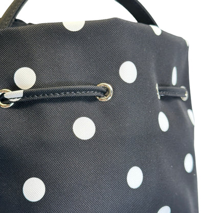 Used BALENCIAGA Polka Dot Wheel Drawstring Bucket Bag Bucket Bag Black White