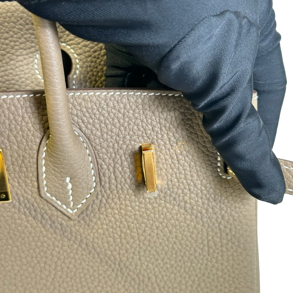 Used HERMES Togo Birkin 25 Handbag Etoupe Gold