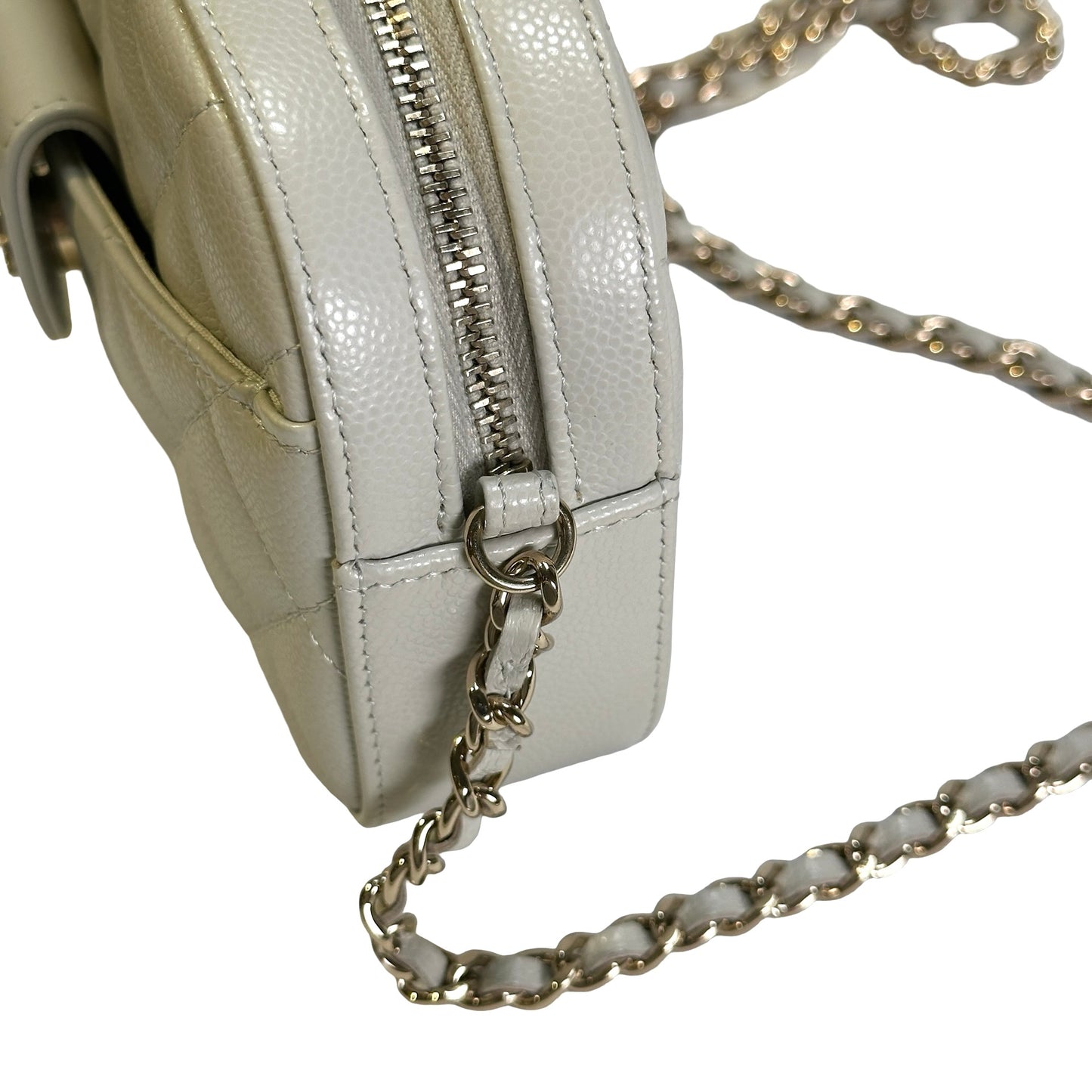 Used CHANEL Quilted Caviar Quilted Camera Bag Camera Bag Grey GHW