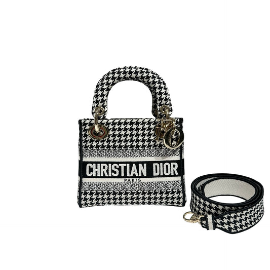 DIOR MINI LADY D-LITE CANVAS HOUNDSTOOTH GHW [3000161]
