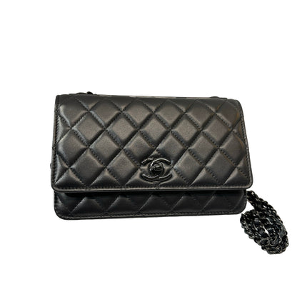 Used Chanel Lambskin Leather WOC Cross Body Bag So Black